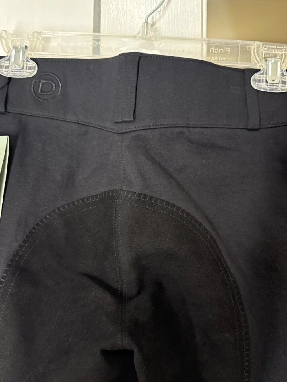 Dublin Riding Pants Wmn 24 Slender Black Solid Knee Patches Stretch Cotton NEW